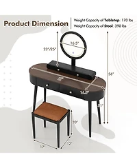 Gouun Makeup Vanity Table Set with Led Mirror and 3 Spacious Drawers