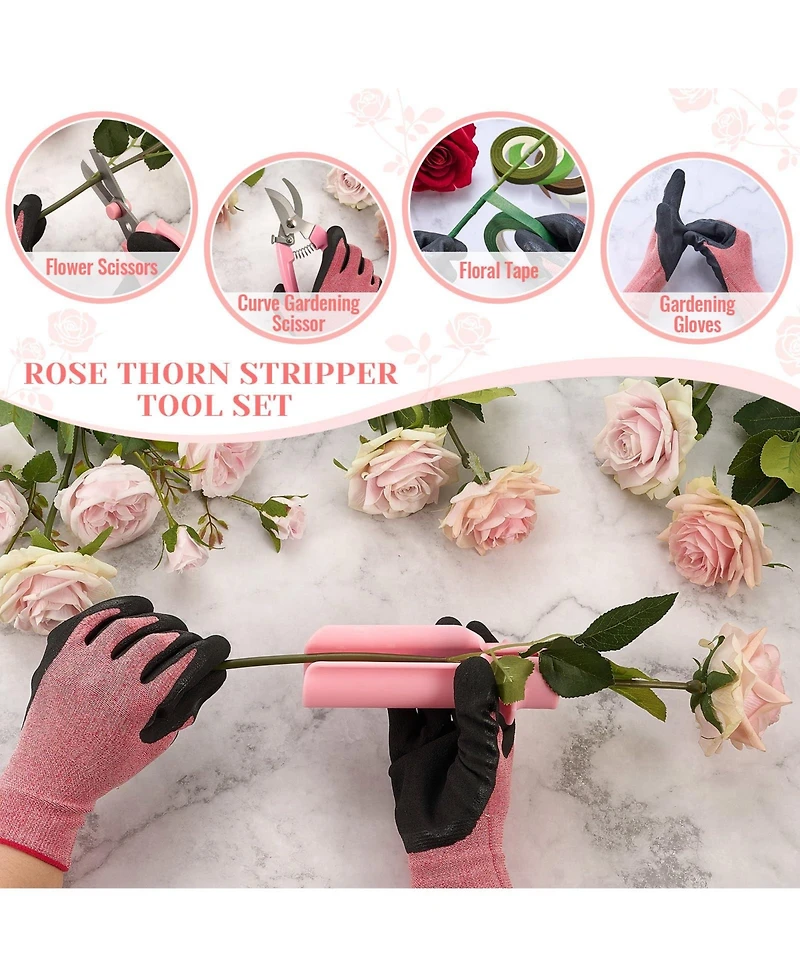 Xdovet Rose Thorn Remover Set Stripper Tool Scissor Gloves Gift