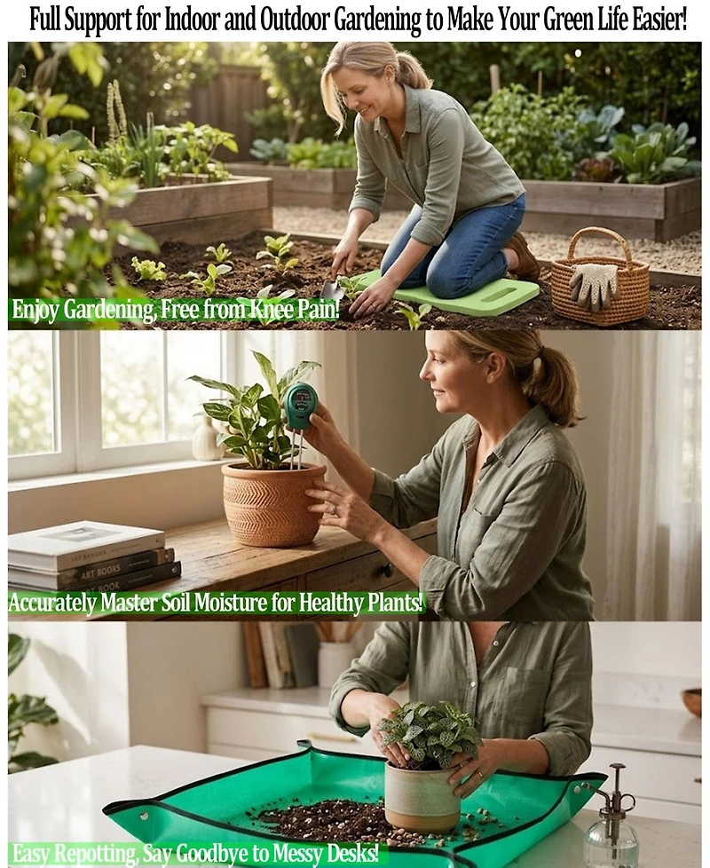 Xdovet Garden Tools Set Aluminum Kit Soil Tester Repotting Mat Kneeling Pad Gift Women Mom