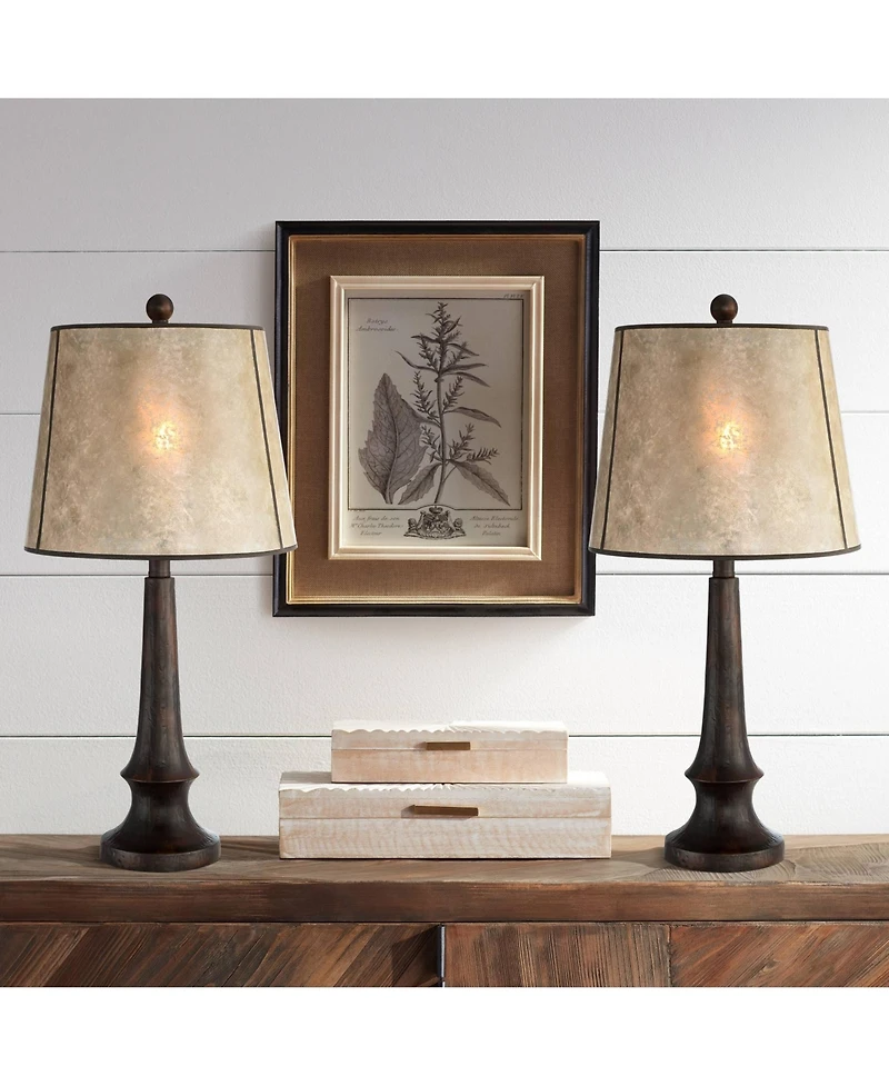 Franklin Iron Works Naomi 25" Tall Industrial Farmhouse Table Lamps, Set of 2