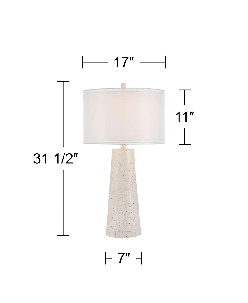 Possini Euro Design Travertine 31 1/2" Tall Large Modern End 3-Way Table Lamp Faux Marble Finish Single Living Room Bedroom