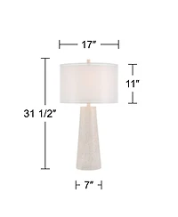 Possini Euro Design Travertine 31 1/2" Tall Large Modern End 3-Way Table Lamp Faux Marble Finish Single Living Room Bedroom