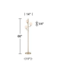 Possini Euro Design 66"H Satin Brass Opal Glass 3-Light Led Floor Lamp