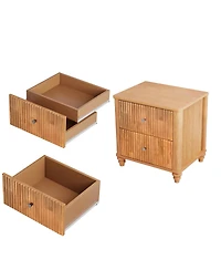 Streamdale Furniture Fluted 3-Drawer Mid-Century Modern Wood Nightstand 21.65'' Wide