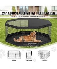 Vevor Dog Playpen 8 Panels Foldable Metal Dog Exercise Pen with Cover and Pad