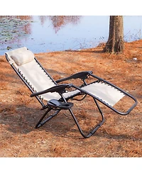 Aofar Zero Gravity Folding Reclining Lounge Chair With Side Table Cup Holder