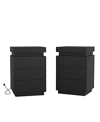 Streamdale Furniture (Set of 2) End Table with Usb Charging 2 Drawers and Led Lights