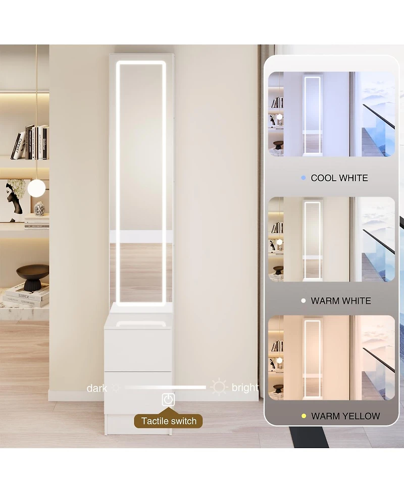 Streamdale Furniture Led Dressing Mirror Jewelry Cabinet with Adjustable Brightness and Storage