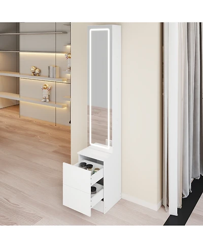 Streamdale Furniture Led Dressing Mirror Jewelry Cabinet with Adjustable Brightness and Storage