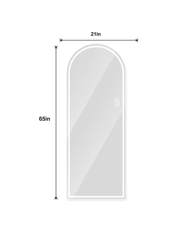 Laoties 65" x 21" Led Full Length Mirror, Arched Lighted Dressing Mirror for Bedroom, Makeup Room and Closet