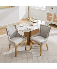 Clihome Dining Chairs, Modern Style with Curved - Plated Legs and Rivet Trim, Upholstered Comfort for Dining/Lounge,Set of 2