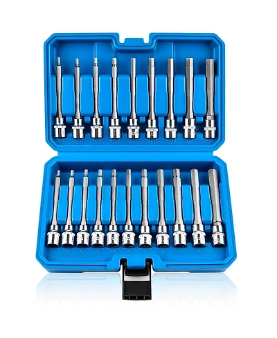 Xdovet Extra-long Allen Hex Bit Socket Set 3/8inch Drive Sae Metric Cr-v S2 Steel