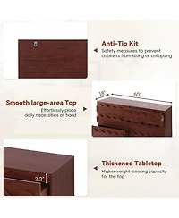 Clihome 60" W Modern 6-Drawer Storage Dresser Chest