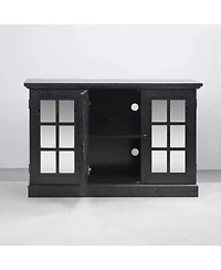 Sailvan 3 Mirrored Acrylic Door Storage Cabinet, Wide Sideboard with Adjustable Shelves