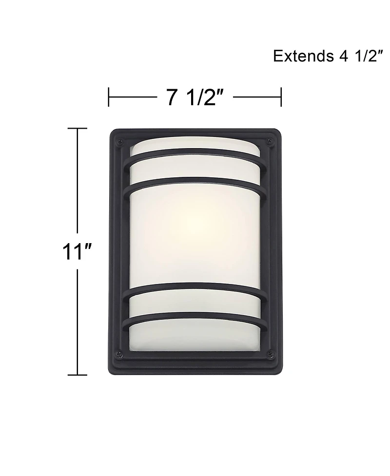 John Timberland Habitat Modern Industrial Outdoor Wall Light Fixtures Set of 2 Metal 11inch Frosted Glass for Post Exterior Barn Deck