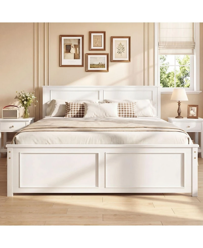 Slickblue Modern Platform Bed Frame with Wooden Headboard