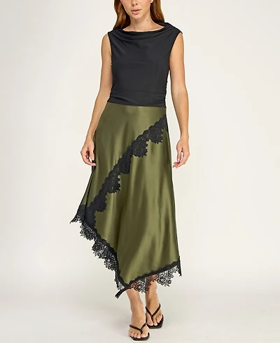 Row A Juniors' Cowl Neck Midi Dress