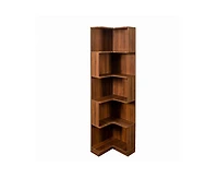 sumyeg Corner Book Shelf - 5 Tier Corner Bookshelf Bookcase with Baffle Led Lights