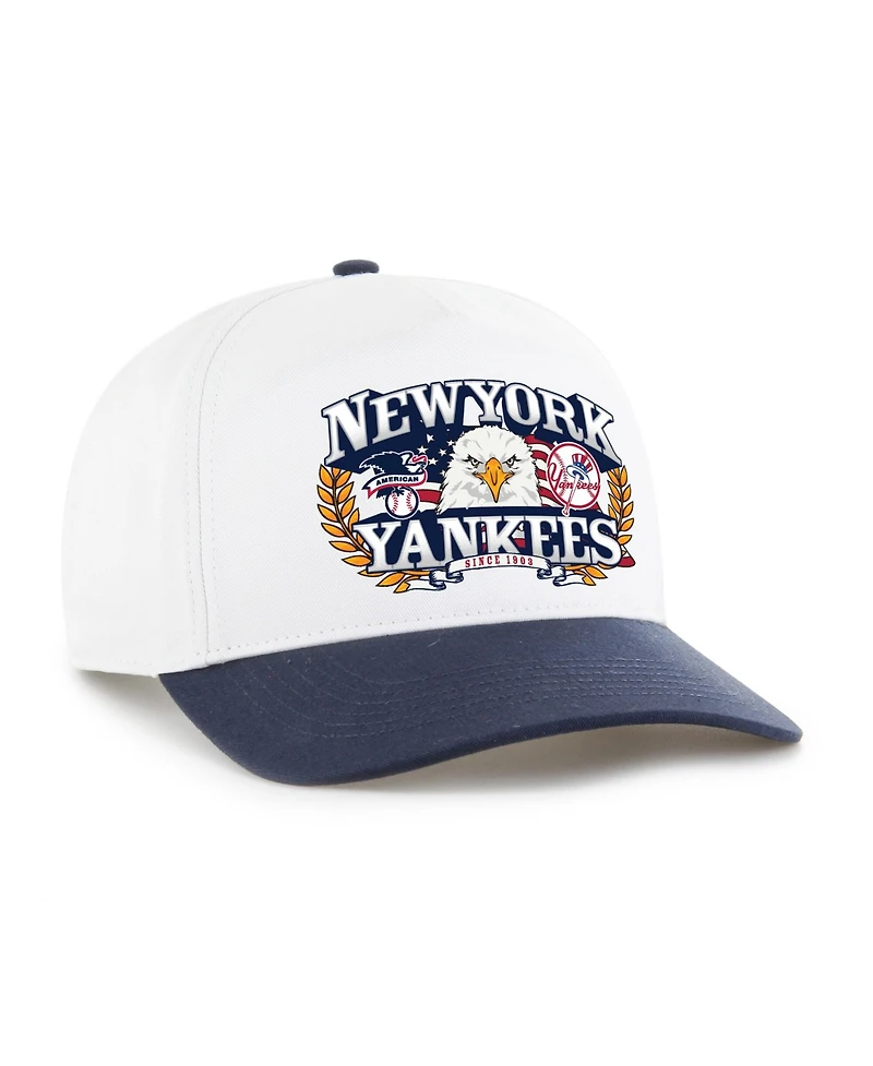 '47 Brand Men's White, Navy New York Yankees Americana Eagle Hitch Adjustable Hat