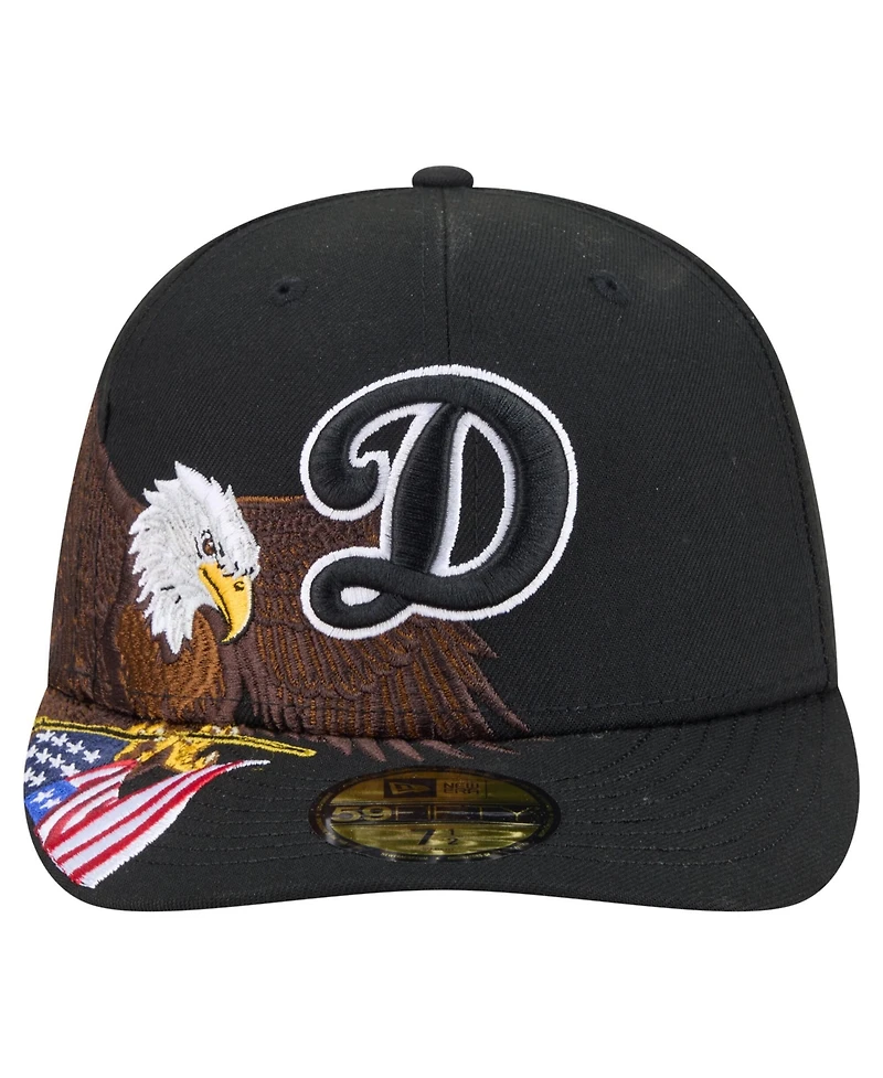 New Era Men's Black Los Angeles Dodgers Americana Bald Eagle Pre-Curved 59FIFTY Fitted Hat
