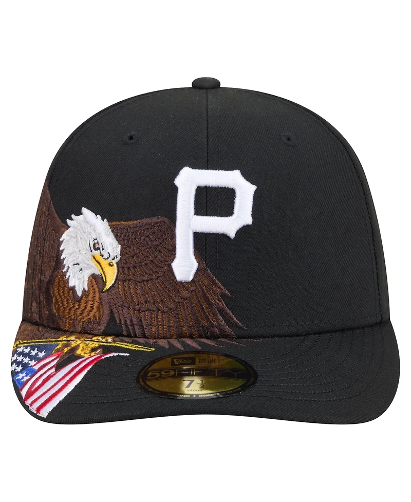 New Era Men's Black Pittsburgh Pirates Americana Bald Eagle Pre-Curved 59FIFTY Fitted Hat
