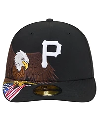 New Era Men's Black Pittsburgh Pirates Americana Bald Eagle Pre-Curved 59FIFTY Fitted Hat