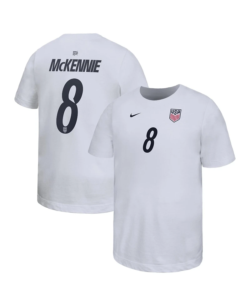 Nike Big Boys and Girls Weston McKennie White Usmnt Home Player Name & Number T-Shirt