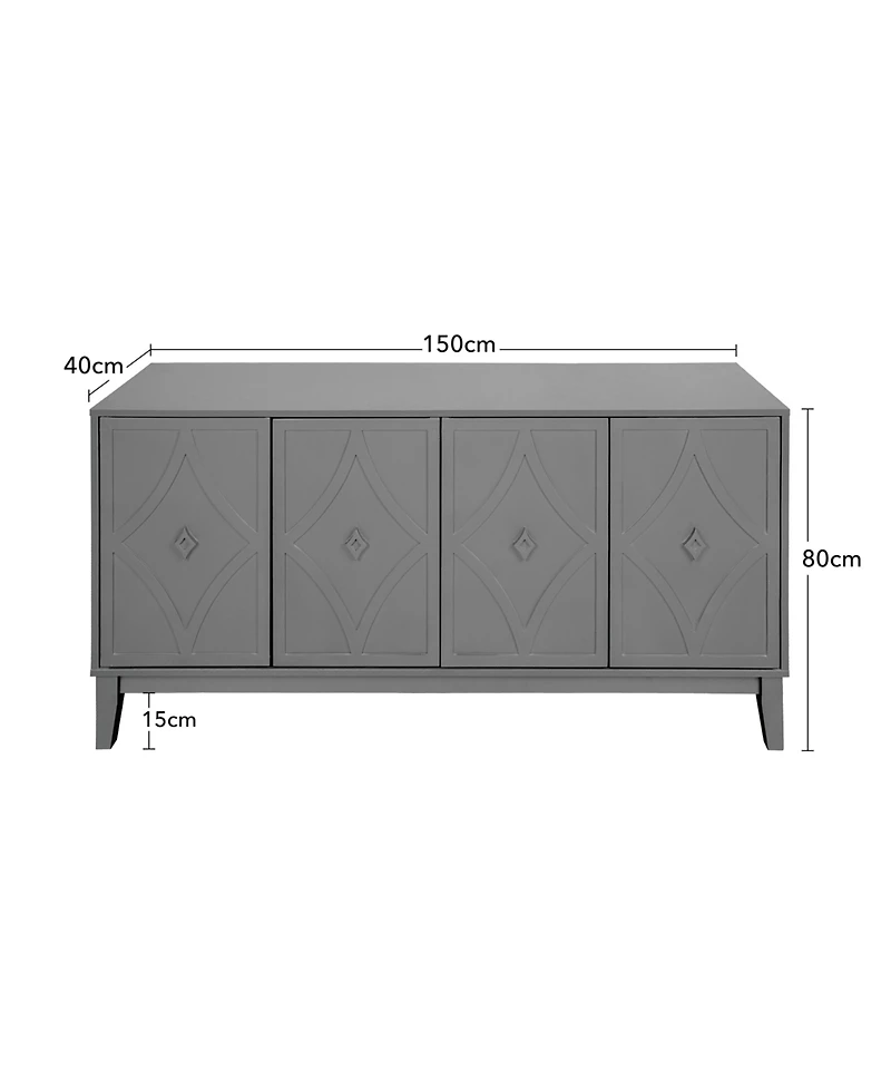 Casainc Carved Storage Cabinet With 4 Door Sideboard Coffee Bar Cabinet With Adjustable Shelf