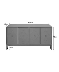 Casainc Carved Storage Cabinet With 4 Door Sideboard Coffee Bar Cabinet With Adjustable Shelf