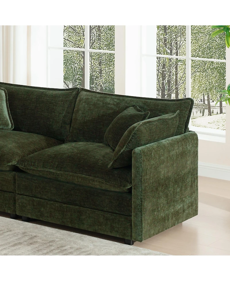 Boyel Living Modern Accent Chair with Ottoman, Room Club Chenille Upholstered Armchair , Reading for Bedroom, Blue