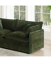 Boyel Living Modern Accent Chair with Ottoman, Room Club Chenille Upholstered Armchair , Reading for Bedroom, Blue