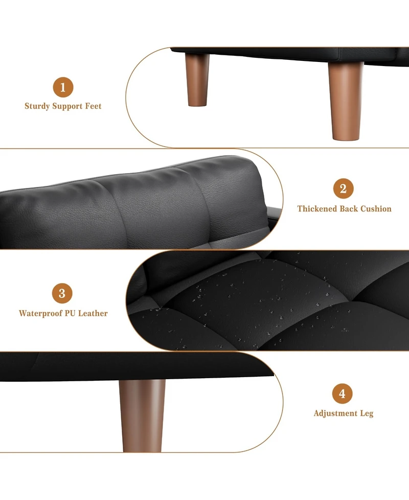 homfan Sophisticated Faux Leather Sofa with High-Density Cushioning and Durable Wood Frame - Comfortable Modern Seating for Living Room