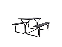 Clihome Hdpe Outdoor Picnic Table Bench Set with Metal Base