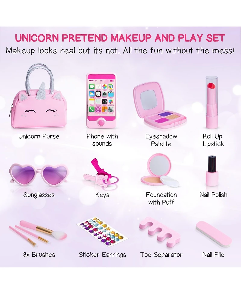 Gnuadz Pretend Makeup Kit Purse Phone Princess Gift Kids