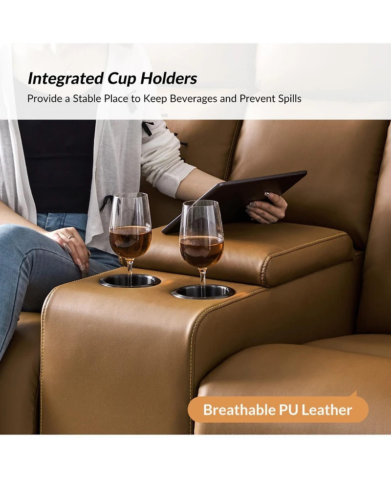 Hulala Home Basit 71" Modern Power Zero Gravity Theater Seating Recliner Sofa with Storage Armrest And Cup Holders
