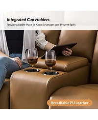 Hulala Home Basit 71" Modern Power Zero Gravity Theater Seating Recliner Sofa with Storage Armrest And Cup Holders
