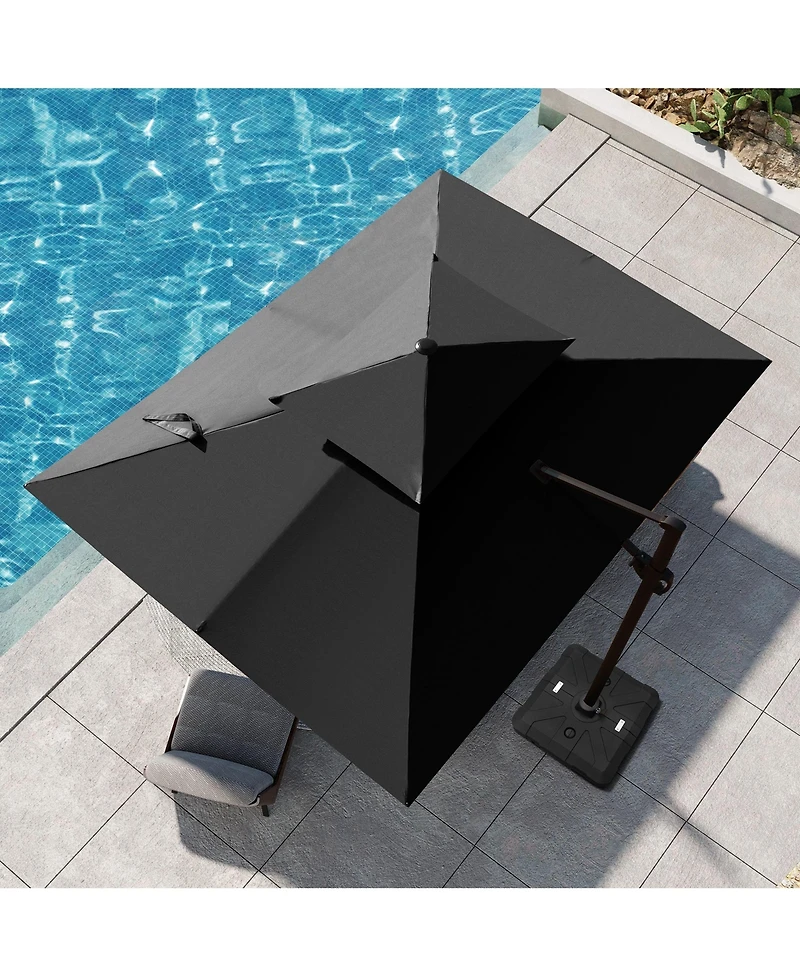 Pellebant Outdoor Patio Double Top 9X12Feet Aluminum Cantilever Umbrella With Wheel Base