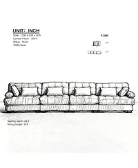 Clihome Modular Sectional Sofa Cloud Couch, Modern Couches for Living Room,4-Seat Comfy advanced flannelette Bedroom