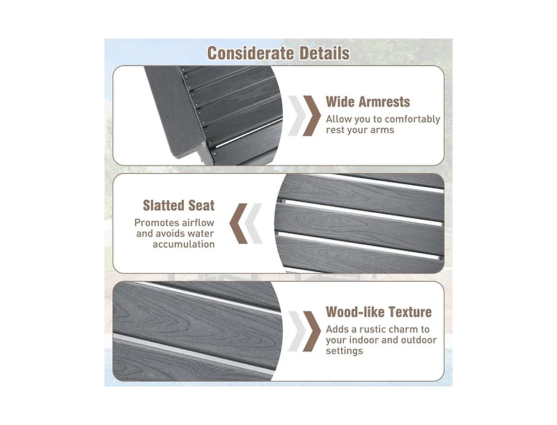 Sugift Set of 4 Patio Dining Chairs with Wide Armrests and Hdpe Slatted Backrest