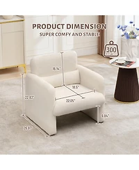 homfan Modern Accent Chair with Chenille Upholstery and Lumbar Pillow - Comfortable Minimalist Seating with Ergonomic for Living Room and Office