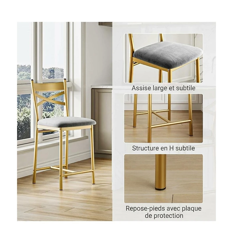 homfan Set of 8 Bar Stools, 26 Inch Metal Stools with Backrest and Soft Seat for Kitchen Island or Home Bar