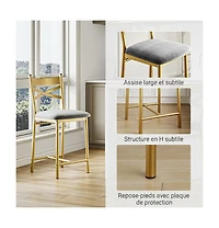 homfan Set of 8 Bar Stools, 26 Inch Metal Stools with Backrest and Soft Seat for Kitchen Island or Home Bar