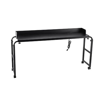 Sugift Mobile Overbed Desk with Power Outlets and Usb Ports 4 Wheels Adjustable