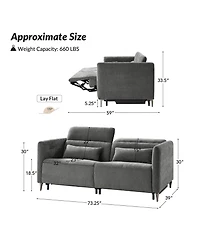 Hulala Home Teekam 73.25"W Power Reclining Zero Gravity Sofa with Adjustable Headrest And Footrest