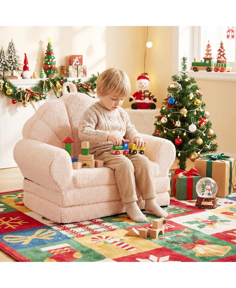 Slickblue 2-in-1 Convertible Kids Sofa Chair with Fold-Out Toddler Bed