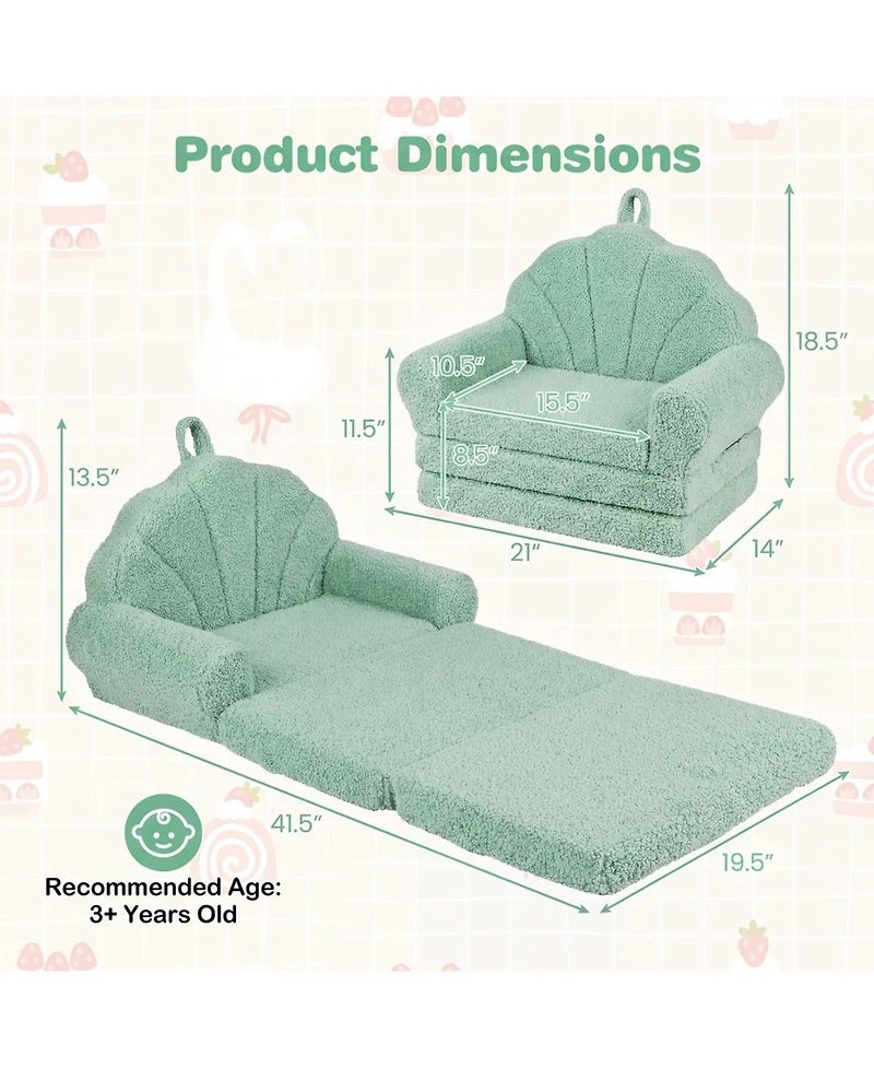 Slickblue 2-in-1 Convertible Kids Sofa Chair with Fold-Out Toddler Bed