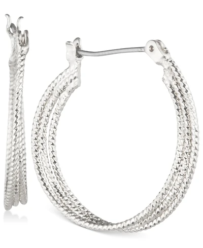 Nine West Multi-Row 1" Textured Hoop Earrings