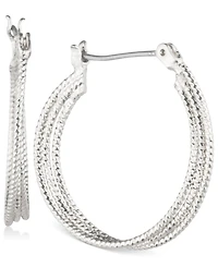 Nine West Multi-Row 1" Textured Hoop Earrings