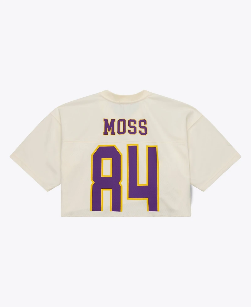 Mitchell & Ness Women's Randy Moss Cream Minnesota Vikings Retired Player Cropped Fashion Jersey