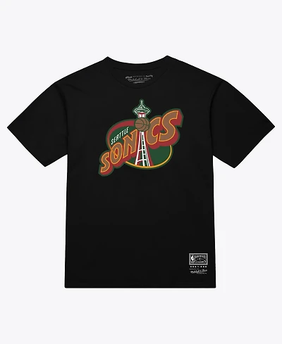 Mitchell & Ness Men's and Women's Black Seattle Supersonics Hardwood Classics Arch T-Shirt
